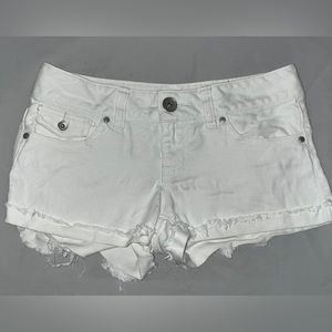 Distressed White Denim GUESS Shorts